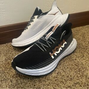 Hoka One One Womens Carbon X 3 1123193 BWHT Black Running Shoes Sneakers Sz 9.5B